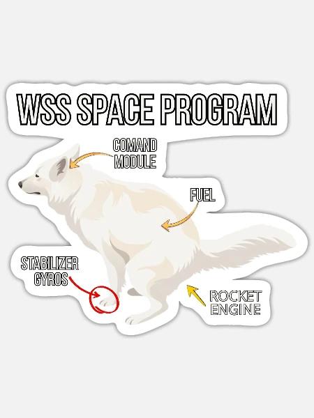 Space Dog Programm - Sticker Größe S (10 x 10 cm) - Mattweiß