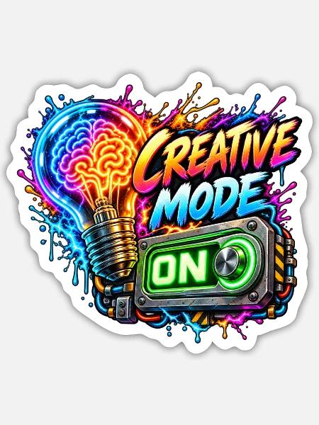 Kreativer Modus Neon Druck - Sticker Größe S (10 x 10 cm) - Mattweiß