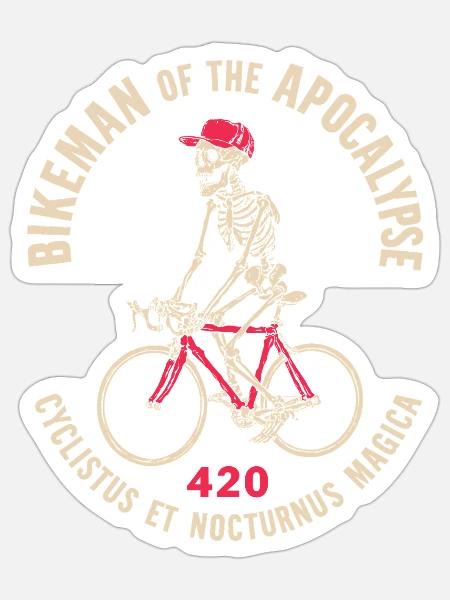 Bikeman of the Apocalypse - Sticker Größe S (10 x 10 cm) - Mattweiß