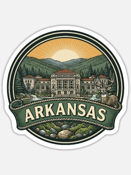 Arkansas Ozarks Nature Retro Reiseabzeichen - Sticker Größe S (10 x 10 cm) - Mattweiß
