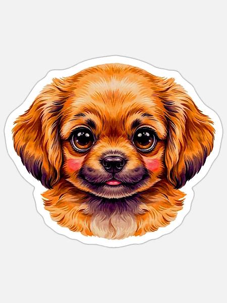 Kuschelhund Porträt Sonnenorange - Sticker Größe S (10 x 10 cm) - Mattweiß