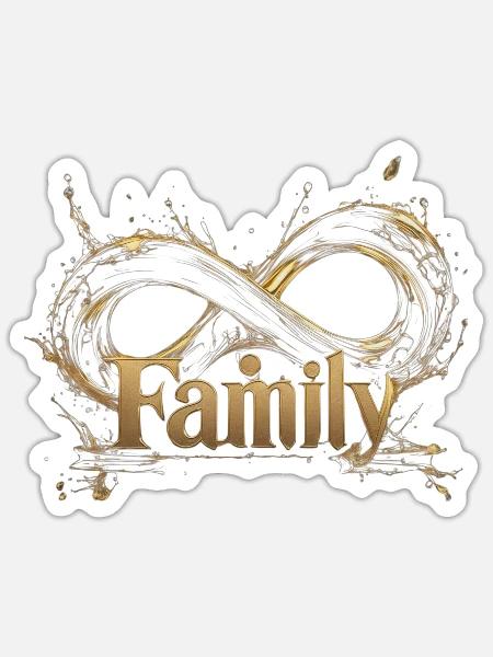 Goldenes Infinity-Familienemblem - Sticker Größe S (10 x 10 cm) - Mattweiß