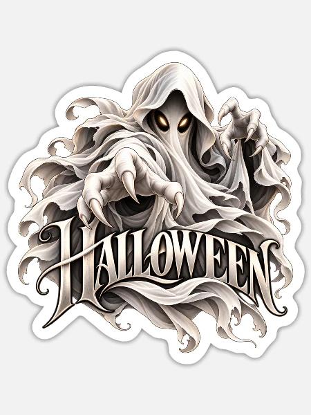 Halloween Geist Silhouette - Sticker Größe S (10 x 10 cm) - Mattweiß