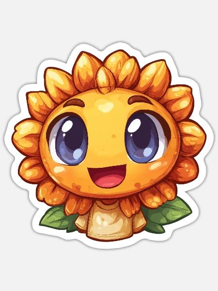 Lächelnde Sonnenblume Charme - Sticker Größe S (10 x 10 cm) - Mattweiß