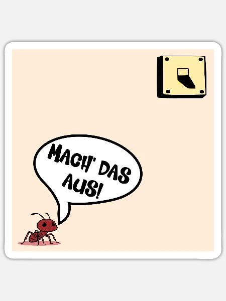 Schalter Ameise - Sticker Größe S (10 x 10 cm) - Mattweiß