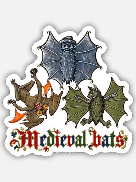 Mittelalterliche Fledermäuse - Sticker Größe S (10 x 10 cm) - Mattweiß