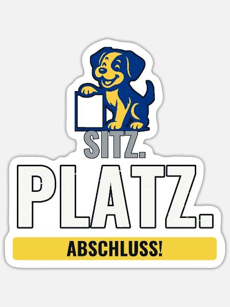 Geschenk zum Welpenschul-Abschluss mit Hund - Sticker Größe S (10 x 10 cm) - Mattweiß