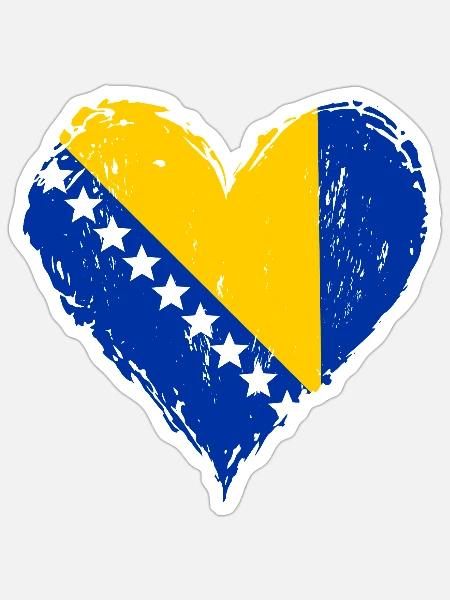 Bosnien Herzflagge Grunge - Sticker Größe S (10 x 10 cm) - Mattweiß
