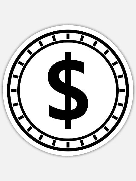 Dollarmünze - Sticker Größe S (10 x 10 cm) - Mattweiß