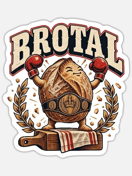 Brotal - Sticker Größe S (10 x 10 cm) - Mattweiß