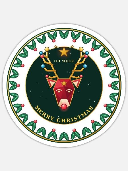 Oh Deer Rentier - Sticker Größe S (10 x 10 cm) - Mattweiß