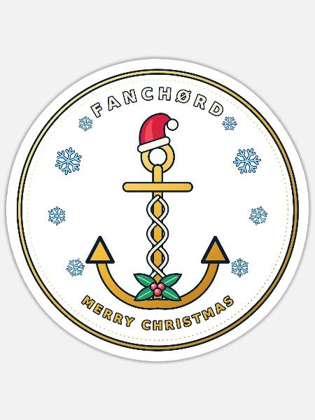 Weihnachtsanker mit Santa-Hut - Sticker Größe S (10 x 10 cm) - Mattweiß