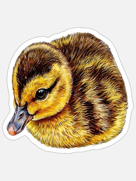 Stolze Entenmama Flauschiges Entenküken - Sticker Größe S (10 x 10 cm) - Mattweiß