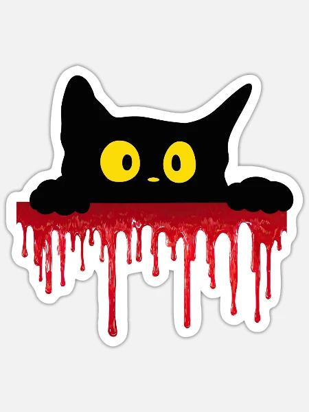 Unheimliche schwarze Katze - Sticker Größe S (10 x 10 cm) - Mattweiß