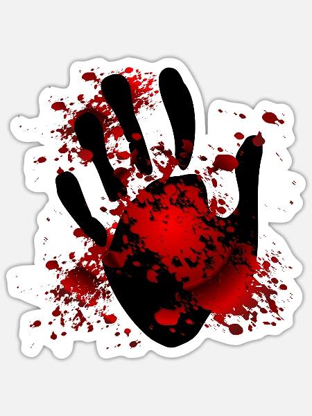 Halloween Blutende Hand - Sticker Größe S (10 x 10 cm) - Mattweiß
