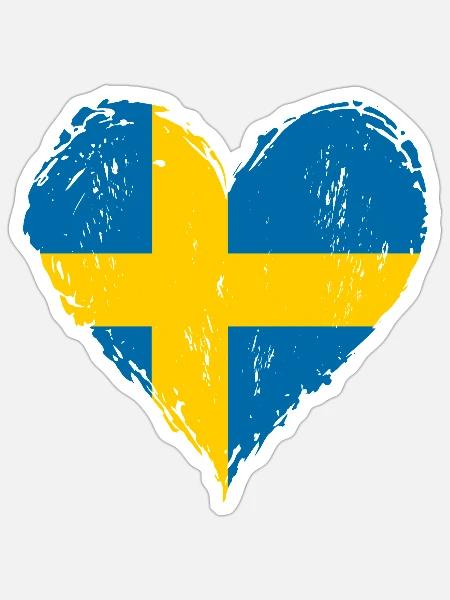 Schweden Herzflagge Grunge - Sticker Größe S (10 x 10 cm) - Mattweiß