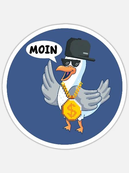 Moin Coole Hip Hop Möwe - Sticker Größe S (10 x 10 cm) - Mattweiß