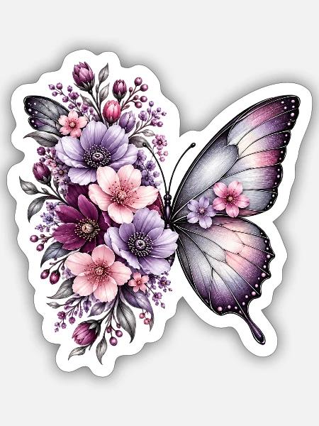 Blütenfalter Traumpracht - Sticker Größe S (10 x 10 cm) - Mattweiß