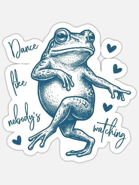 Dance like nobody's watching - Tanzender Frosch - Sticker Größe S (10 x 10 cm) - Mattweiß