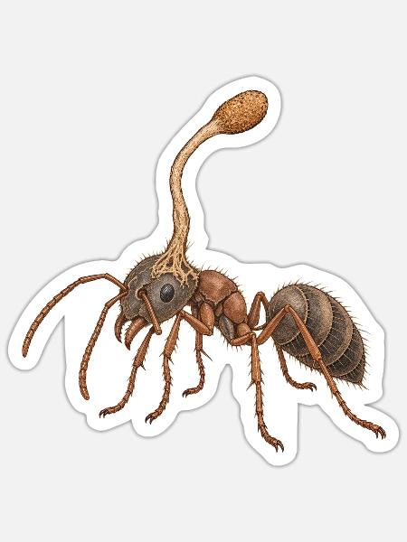 Das Zombie-Ameisenpilz-Tee - Sticker Größe S (10 x 10 cm) - Mattweiß