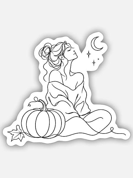 Frau Silhouette Illustration Einstrichzeichnung - Sticker Größe S (10 x 10 cm) - Mattweiß