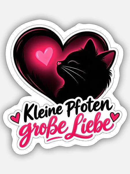 Kleine Pfoten große Liebe - Sticker Größe S (10 x 10 cm) - Mattweiß