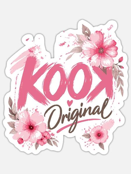 Kook Original Floral Rosa Blumen Aquarell - Sticker Größe S (10 x 10 cm) - Mattweiß
