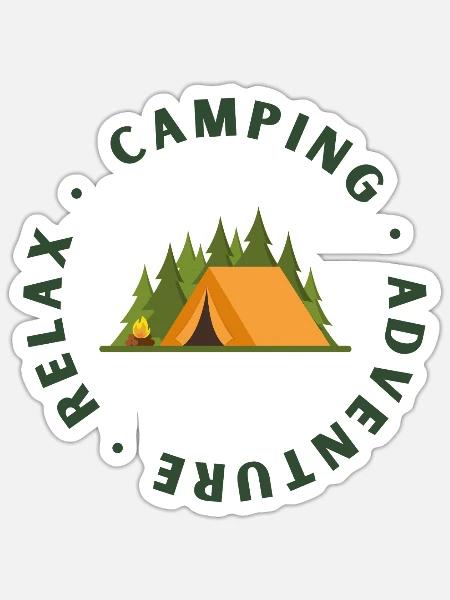 Camping Adventure Circle Logo - Sticker Größe S (10 x 10 cm) - Mattweiß