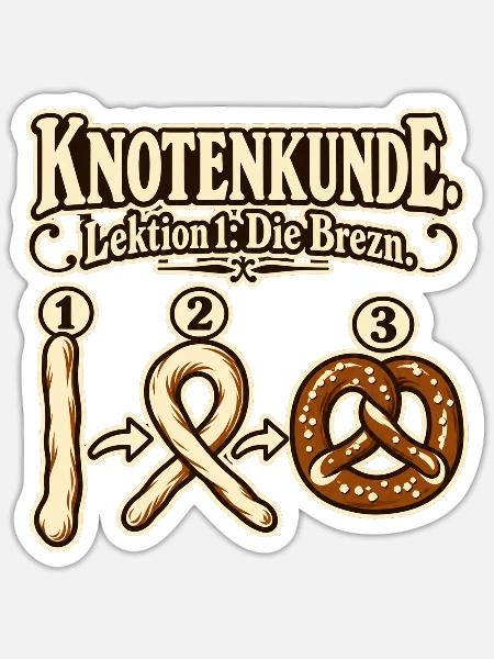 Knotenkunde Brezn - Sticker Größe S (10 x 10 cm) - Mattweiß