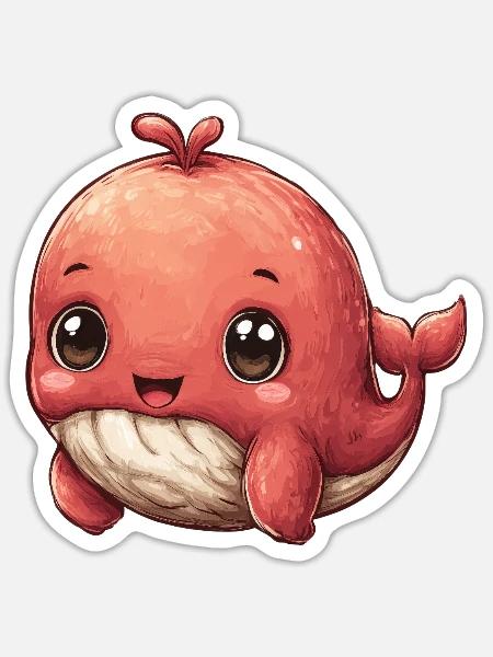Kawaii Rosa Walbaby - Sticker Größe S (10 x 10 cm) - Mattweiß