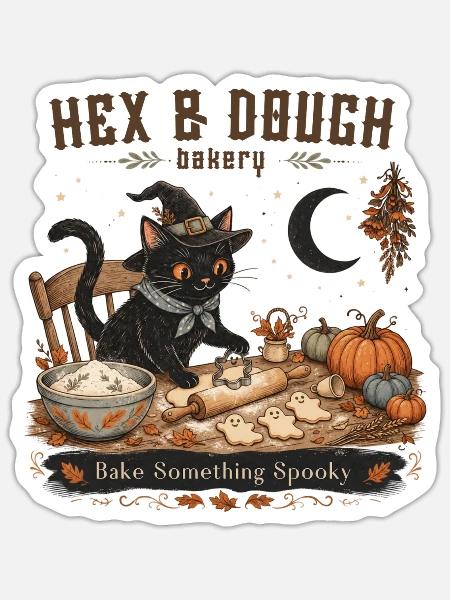 Hex & Dough Backen etwas Unheimliches - Sticker Größe S (10 x 10 cm) - Mattweiß