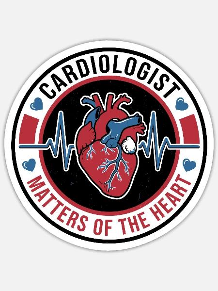 Kardiologe anatomisches Herz-EKG-Abzeichen Geschenk - Sticker Größe S (10 x 10 cm) - Mattweiß
