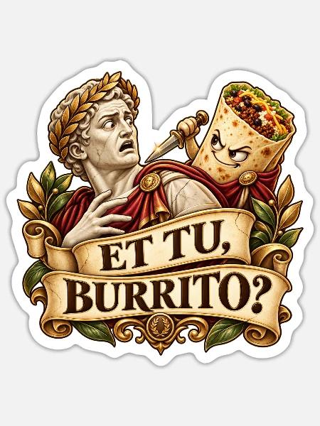 Und Ihr Burrito? Römisches Taco-Duell - Sticker Größe S (10 x 10 cm) - Mattweiß