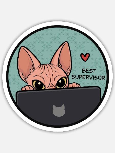 Beste Supervisor Katze - Sphynx Cat - Sticker Größe S (10 x 10 cm) - Mattweiß