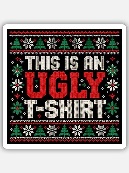 Hässlicher Pullover Winterhemd - Sticker Größe S (10 x 10 cm) - Mattweiß
