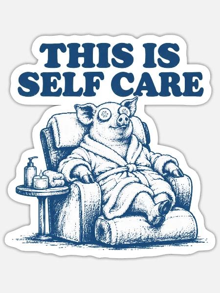 Selbstfürsorge-Bär in Entspannungsmodus - Sticker Größe S (10 x 10 cm) - Mattweiß