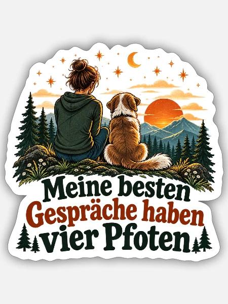 Vier Pfoten Hundefreundschaft in der Natur - Sticker Größe S (10 x 10 cm) - Mattweiß