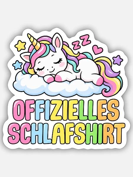 Schlafshirt Einhorn - Sticker Größe S (10 x 10 cm) - Mattweiß