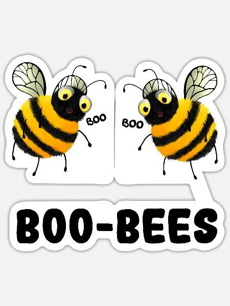 Boo-Bees - Zwei Bienen sagen Boo - Sticker Größe S (10 x 10 cm) - Mattweiß