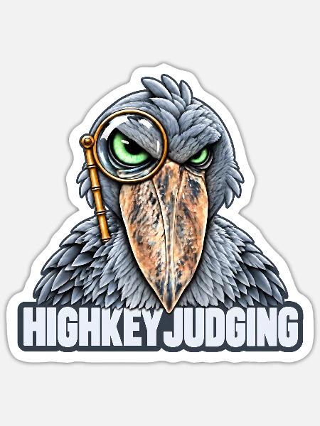 Schuhschnabel mit Brille – Highkey-Bewertung - Sticker Größe S (10 x 10 cm) - Mattweiß