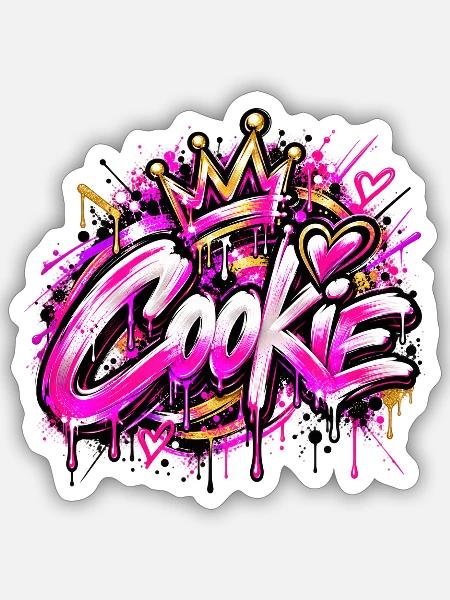 COOKIE – Queen of Street Art! 👑💖 - Sticker Größe S (10 x 10 cm) - Mattweiß