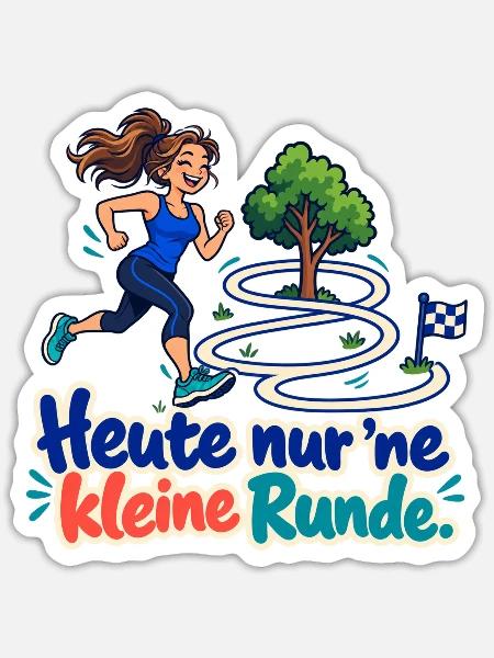 Joggerin auf kleiner Runde - Sticker Größe S (10 x 10 cm) - Mattweiß