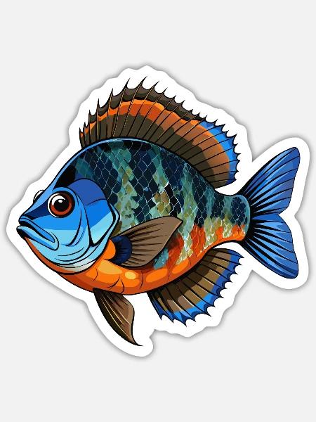 Blaubarmen-Panfisch-Sonnenbarsch - Sticker Größe S (10 x 10 cm) - Mattweiß