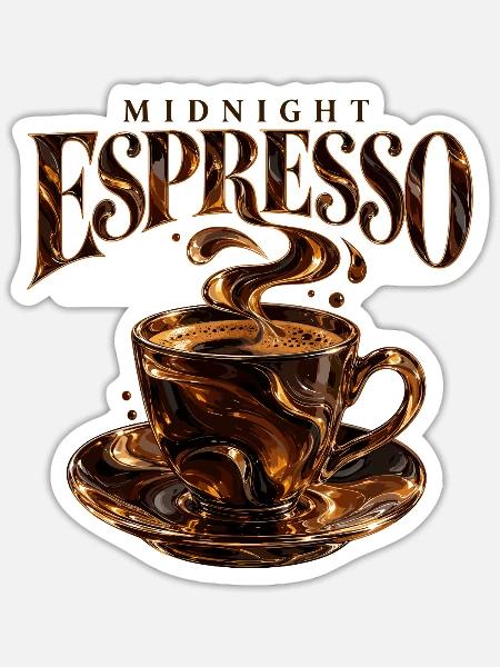 Midnight Espresso Club - Sticker Größe S (10 x 10 cm) - Mattweiß