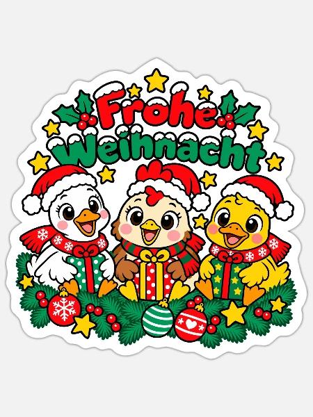 Gans Huhn Ente - Sticker Größe S (10 x 10 cm) - Mattweiß