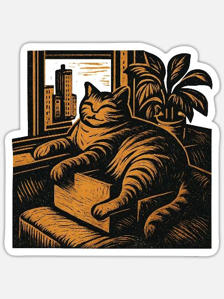 Wohnungschef auf Samtpfoten – Lustiges Katzen - Sticker Größe S (10 x 10 cm) - Mattweiß
