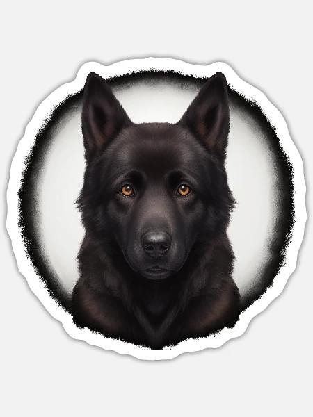 schwarz brauner schäferhund - Sticker Größe S (10 x 10 cm) - Mattweiß