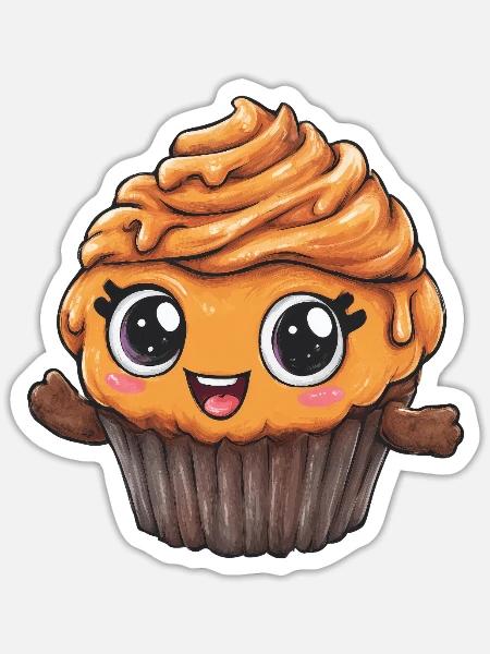 Kuscheliger Cupcake Held - Sticker Größe S (10 x 10 cm) - Mattweiß