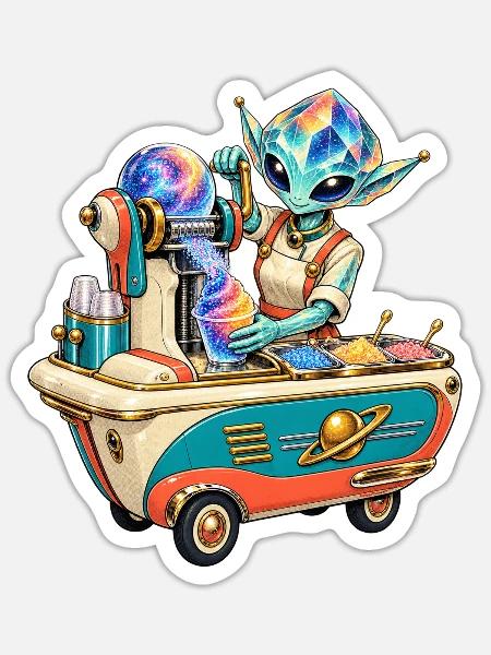 Galaktischer Eiszauber Barkeeper - Sticker Größe S (10 x 10 cm) - Mattweiß
