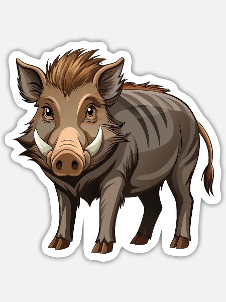 Wildschwein - Sticker Größe S (10 x 10 cm) - Mattweiß